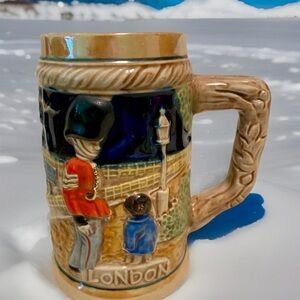 Vintage 3D “London” England Beer Stein Mug Hand Painted Glazed Rare Collectible